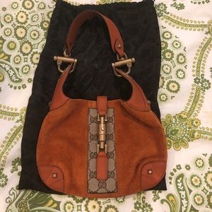 New never used vintage Gucci orange suede purse